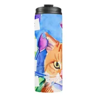 Cats are My Tribe | Orange Cat and Flowers Thermal Tumbler