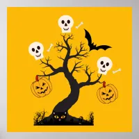 Halloween Skull Tree Poster