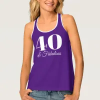 Purple and White 40 & Fabulous Typography Tank Top