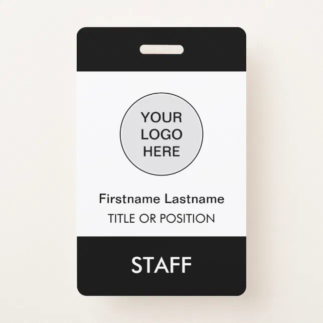 Company Logo Employee Name Black White Badge