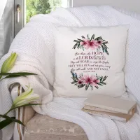 Pink Floral Christian Bible Verse Isaiah 40 Throw Pillow