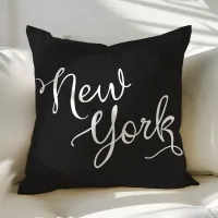 Chic Black and White New York Typography Throw Pillow