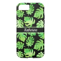 Tropical Green Watercolor Leaves Pattern iPhone 8/7 Case