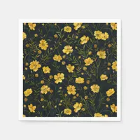 Elegant Yellow Buttercup Flower Pattern Party Napkins