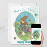 Easter Chicks and Bunny Flat Holiday Card