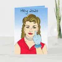 Funny "Unhappy" about 2020 Hand drawn Retro Lady Card