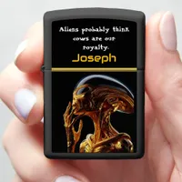 Alien Figure Contemplating Under Area 51 Skies Zippo Lighter