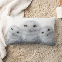 Dreamy Wisdom of Snowy Owls Family Lumbar Pillow