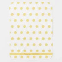 Personalized Happy Yellow Sunshine Cute Sun Baby Blanket