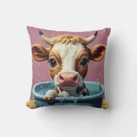 Animals Taking a Bath Funny Throw Pillow