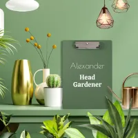 Head Gardener Green Funny Garden Gift Gardening Clipboard