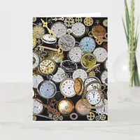 Happy Anniversary Antique Clocks Card