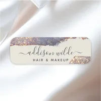 Iridescent Purple Gold Glam Glitter Name Tag