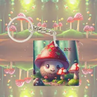 Cute toadstools in the forest - good luck   keychain