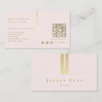 Artistic Detail Blush Pink and Gold Business Card