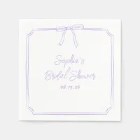 Cute Lavender Simple Girly Bow Bridal Shower Napkins