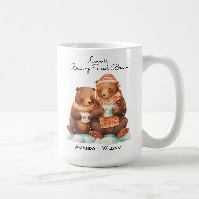 Love is Bear-y Sweet Cute Cartoon Cuddle Coffee Mug