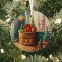 Festively decorated room, traditional Christmas -  Glass Ornament