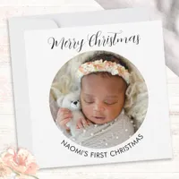 Elegant Minimalist Photo Baby's First Christmas Holiday Card