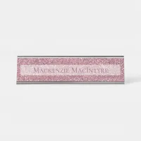 Chic Personalized Pink Glitter | Rose Gold Desk Name Plate