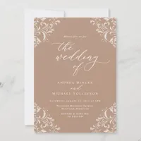 Elegant Vintage Beige Taupe Wedding Invitation