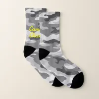 Girly Camouflage Black & White Monogram Yellow | Socks