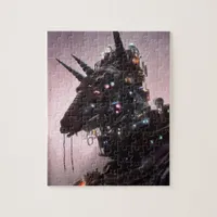 Cyborg Black Unicorn Jigsaw Puzzle