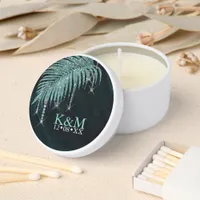 Jewel Palm Leaf Wedding Teal ID830 Mini Candle Favors