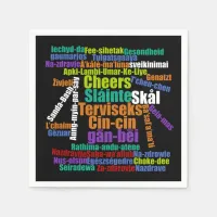 Colorful Cheers Toast in Many Languages Word Cloud Napkins