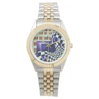 Monogram optical illusion painting design watch