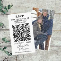 Mr And Mrs Photo Elegant Script QR Code RSVP Card