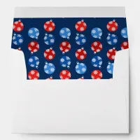 Christmas blue and red ornaments with snowflakes envelope