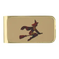 Witching Hour Silhouette Gold Finish Money Clip