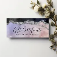 Watercolor Purple Black Silver Gift Certificate