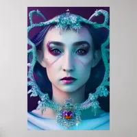 Japanese Empress Jewels Gems Fantasy Art Poster