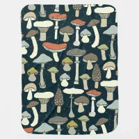 Woodland Mushrooms Pattern Rustic Baby Blanket