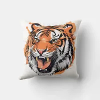 "Roaring Tiger Portrait."  Throw Pillow