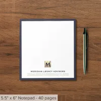 Elegant Blue and Gold Initial Logo Notepad