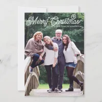 Rustic Minimalist Merry Christmas Typography Photo Holiday Card
