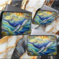 Majestic Marine Mosaic A Stained Glass Whale Laptop Sleeve