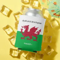 Happy St. David's Day Red Dragon Welsh Flag Can Cooler