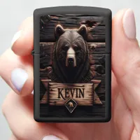 Carved Bear Sign for Kevin Zippo Lighter