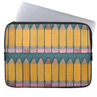 Fun Illustrated Yellow Pencils Pattern Laptop Sleeve