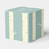 Simple Eggshell Blue Birch Wedding Favor Boxes