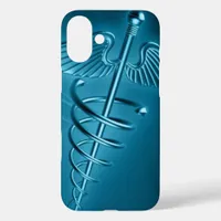 Blue Rod of Asclepius iPhone 16 Plus Case