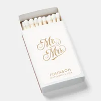 Gold Wedding Favor Modern Minimalist Mr & Mrs Chic Matchboxes