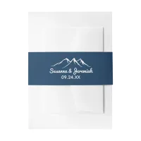 Rustic Blue White Mountain Wedding Invitation Belly Band