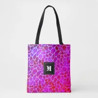 Purple and Pink Leopard Print Monogram  Tote Bag