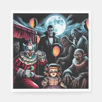 Zombie, Clown, Vamp and Haunted Doll Halloween Napkins