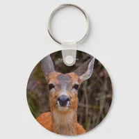 Funny Young Blacktail Deer Smiles at Photographer Keychain